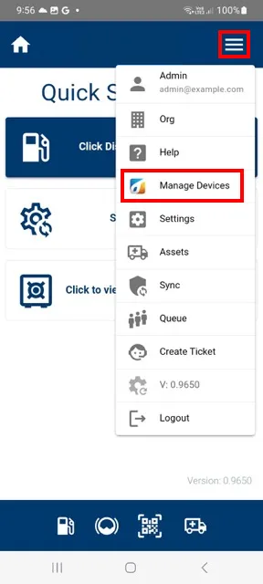 Manage Device Menu