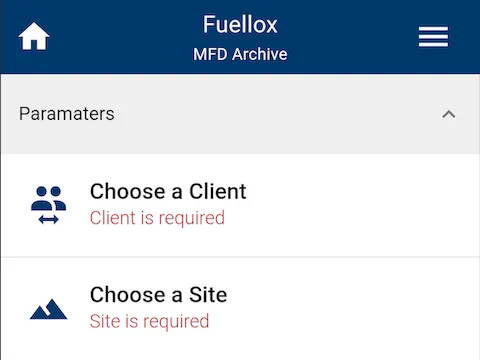 Fuellox mobile client-site example empty