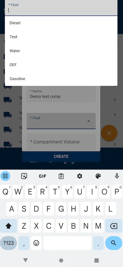 Fuellox mobile create equipment fuel select
