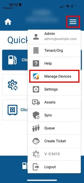 Manage Device Menu